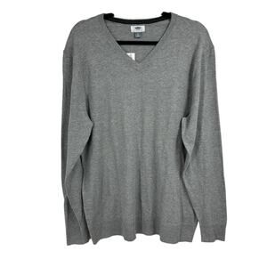 Old Navy Mens Gray V-Neck Sweater Large NWT Minimalist Cozy‎ Academia